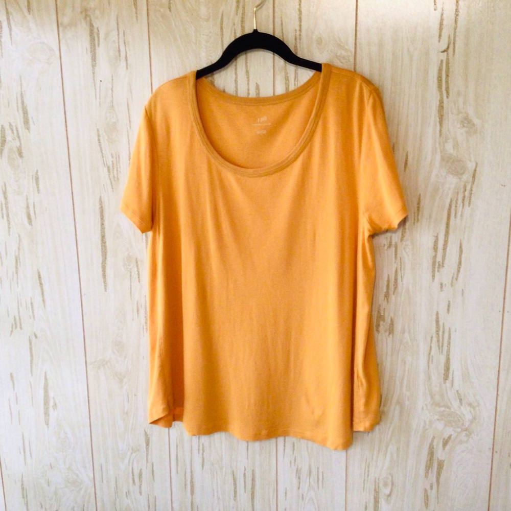 J. Jill Short-Sleeve Curved-Hem 100% Pima Cotton Tee L